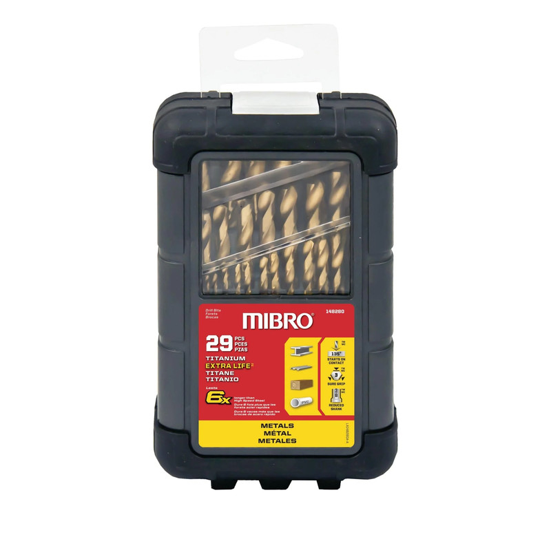 Titanium Nitride Coated High Speed Steel Drill Bit Set - Pieces in Set:29-Piece